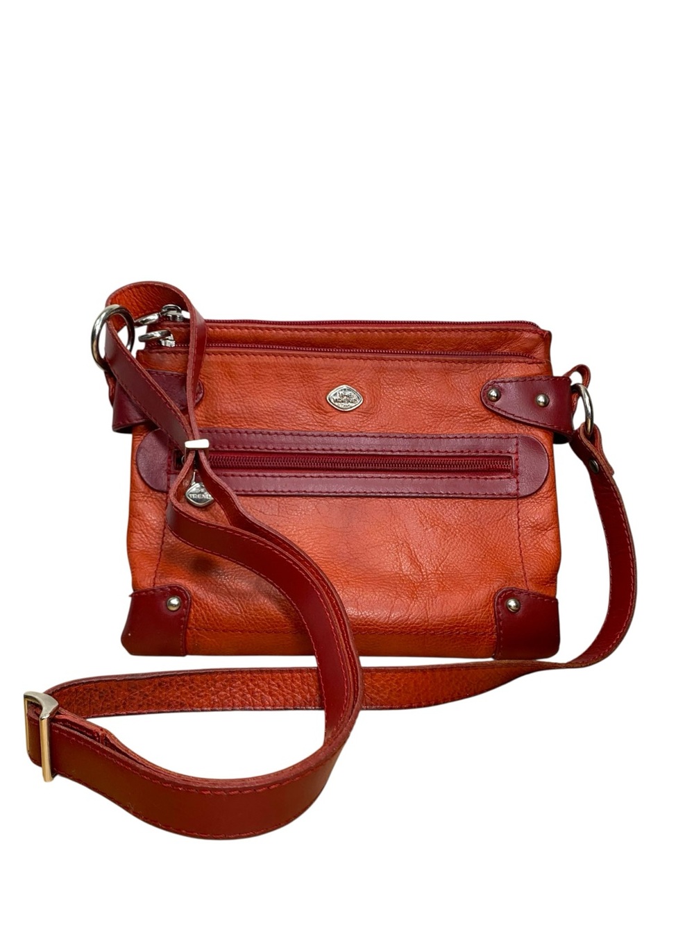 The Trend Italy Red leather Crossbody Bag Ajustable Strap Zip Compartmentalized